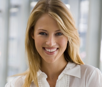 woman with free wrinkle beautiful face smiling